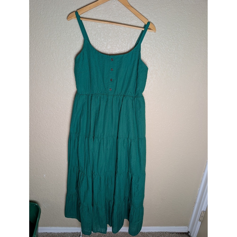 Torrid Dress 0 Green Tiered Maxi Textured Boho Cottagecore
